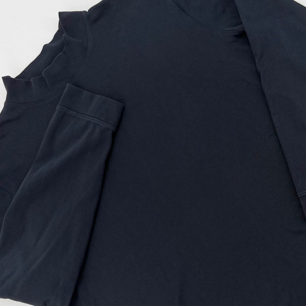 Scott Barber Mock Neck Shirt Mens XL Black Pima Cotton Long Sleeve Excellent
